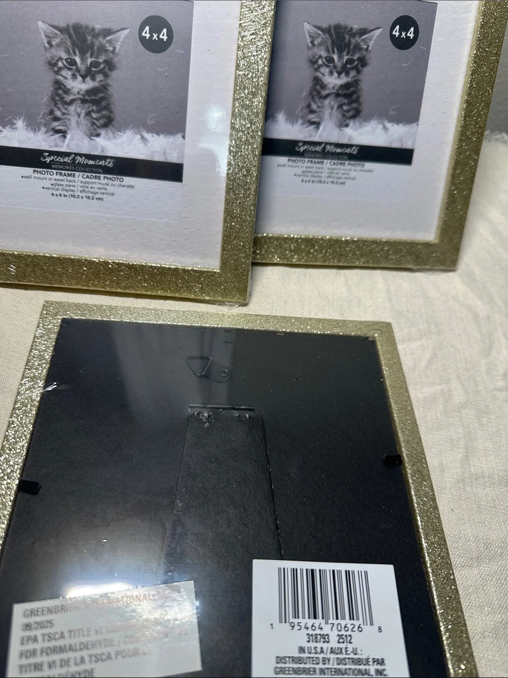 Glitter Gold 4x4 Frame Set - Home Accents and a furry storage basket NWT